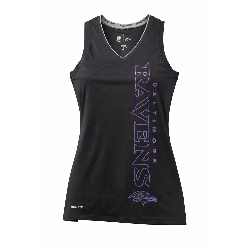 Nike Pro Ravens Tank Top‎ Womens Large Dri Fit NFL Black Athletic Training